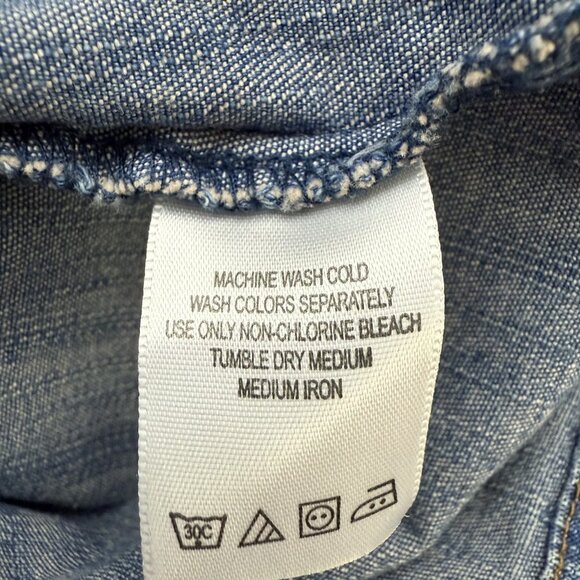 Forenza Dress Y2K Womens 12 Denim Halter Button Front Blue Jean Pockets VTG 90s - Picture 7 of 7